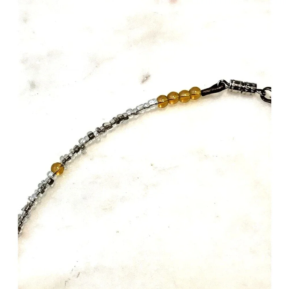 Vintage Wedding Cake Bead Necklace Gold Hand Blown Foil Glass Italy Lampwork